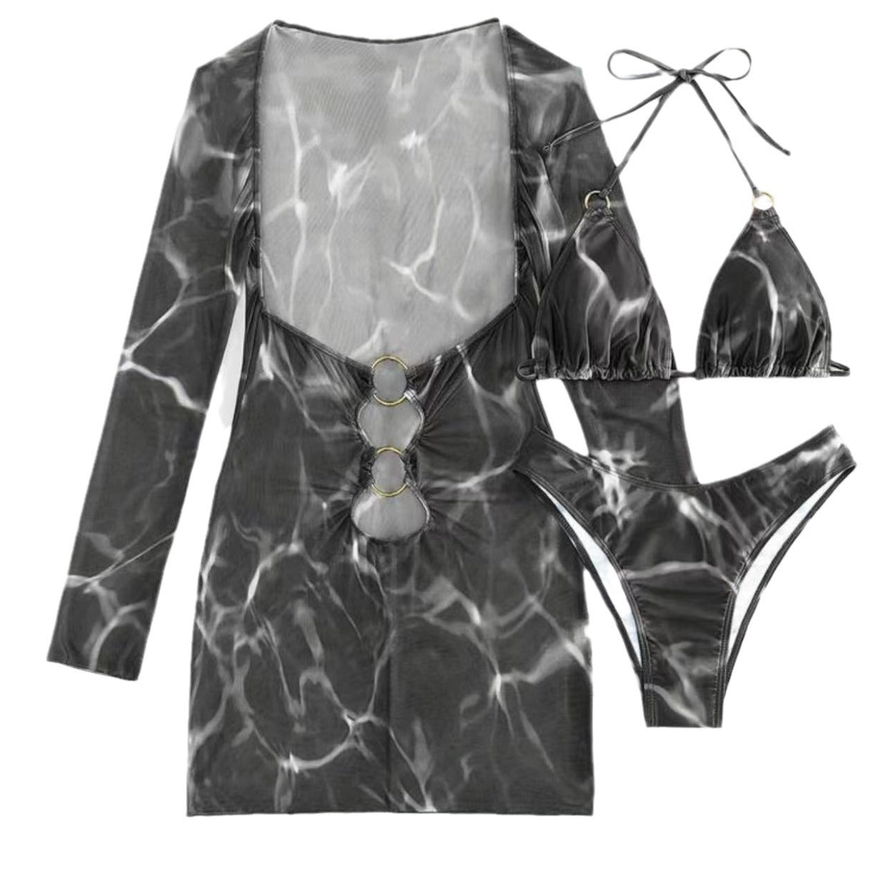 Dame Cut-Out Langærmet Badedragt Kjole Stilla