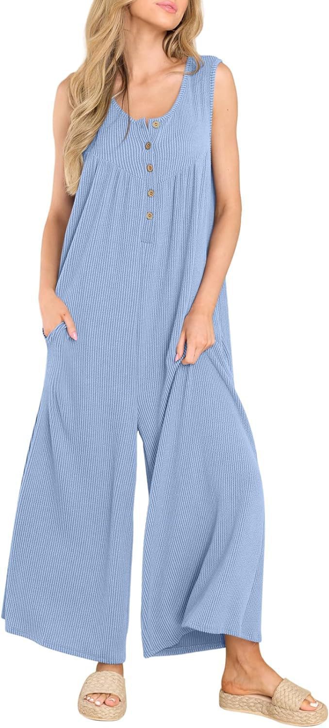 Dame Casual Jumpsuit med knaplukning og bredt ben Stilla