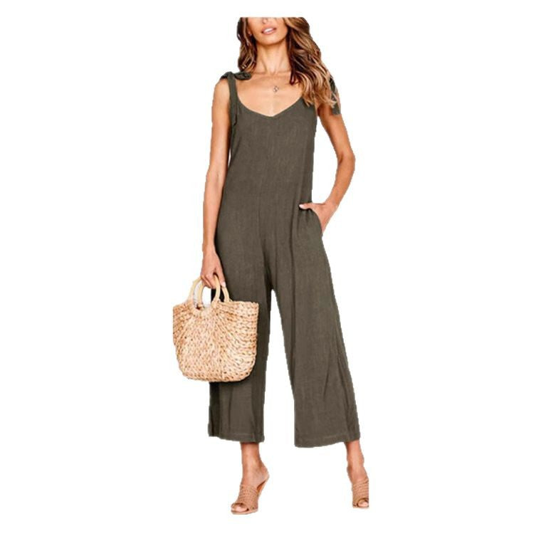 Dame Elegant Jumpsuit med justerbare stropper og praktiske sidelommer Stilla