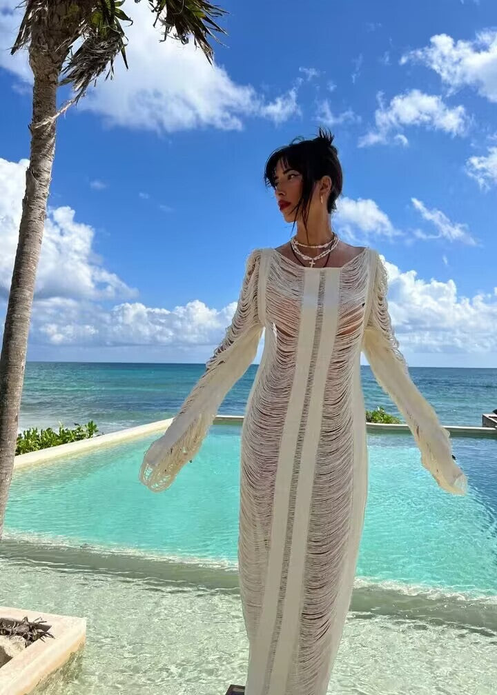 Dame Elegant gennemsigtigt kjole med raffineret ruffles-design Stilla