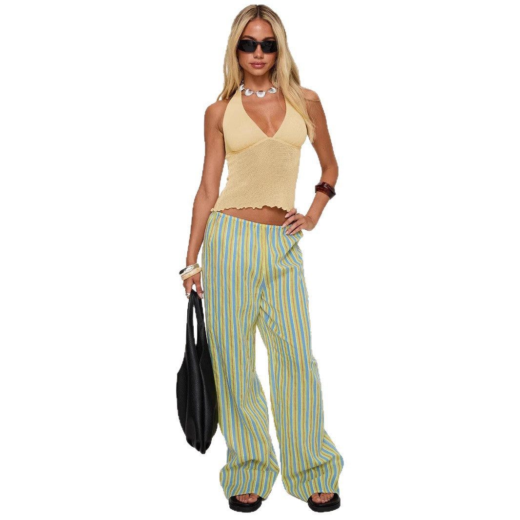 Dame afslappede brede bukser med unikt stribemønster Stilla