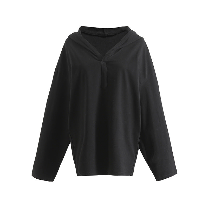 Dame afslappet hættetrøje med moderne snit og draperede detaljer Stilla