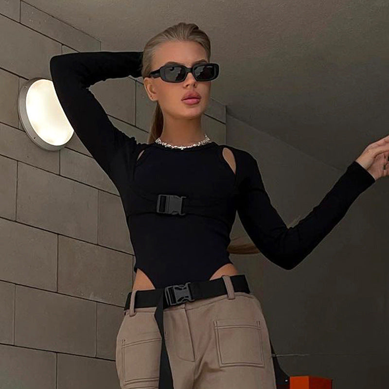 Damer Cut-Out Buckled Langærmet Bodysuit Stilla