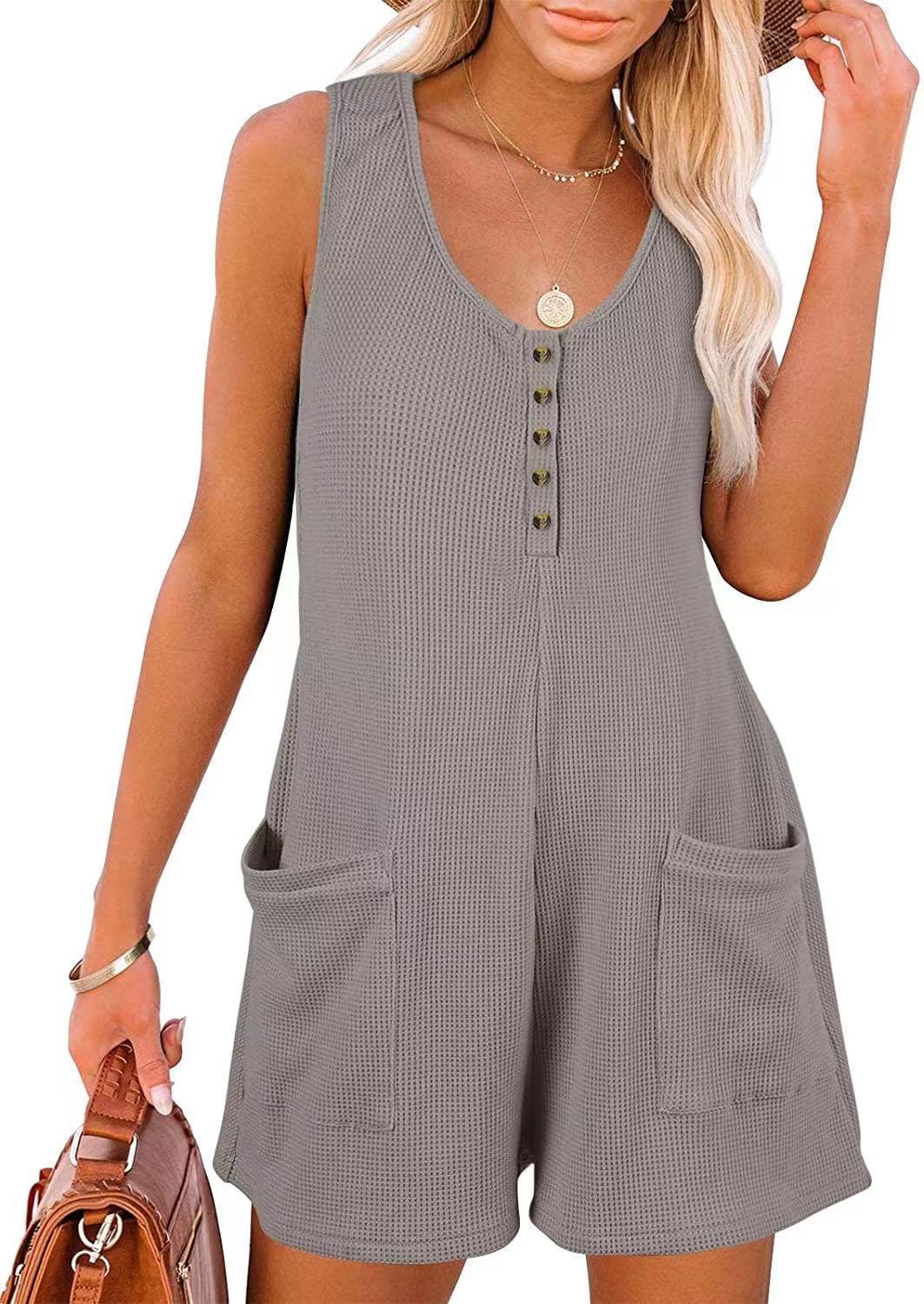 Dame sommerlig jumpsuit med lommer og knaplukning Stilla