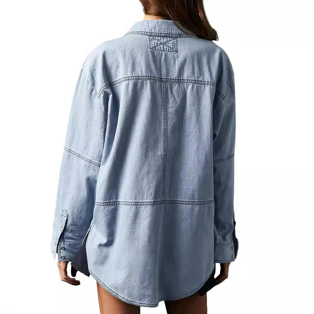 Dame afslappet overshirt lavet af højkvalitets denim med struktureret design Stilla