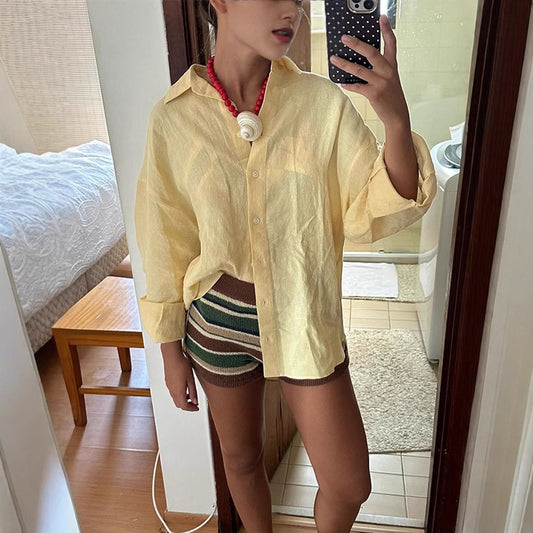 Dame afslappet linned skjorte Stilla