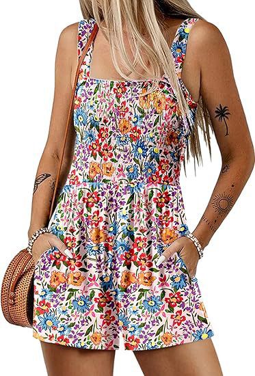 Dame jumpsuit med florale detaljer og praktiske lommer Stilla