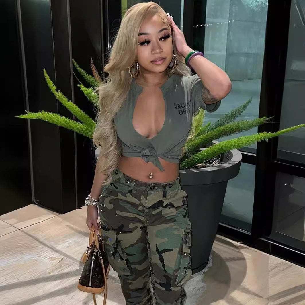 Dame cropped skjorte med kreativt design Stilla