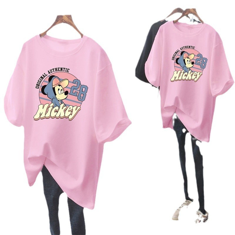 Dame T-shirt med Mickey Mouse design og afslappet oversized skæring Stilla