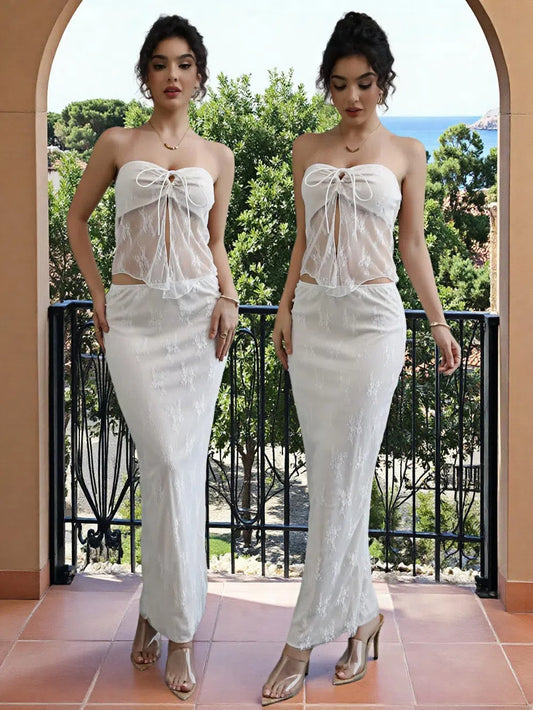 Dame Elegant Gennemsigtigt Maxikjole Stilla