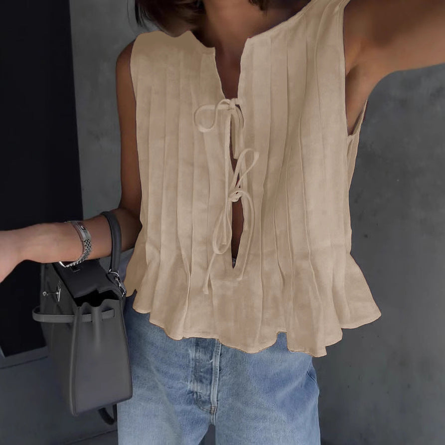 Dame afslappet bluse med smart rynke-design Stilla