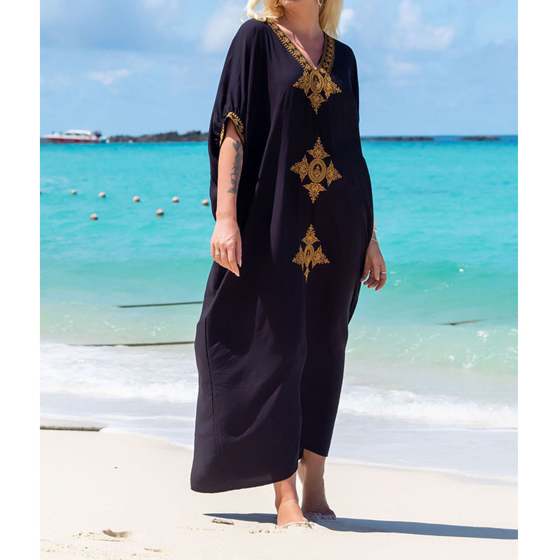 Dame elegant kaftan kjole med kunstneriske udsmykninger Stilla