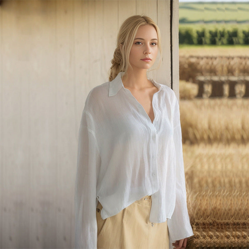 Dame afslappet oversized skjorte lavet af åndbart stof Stilla