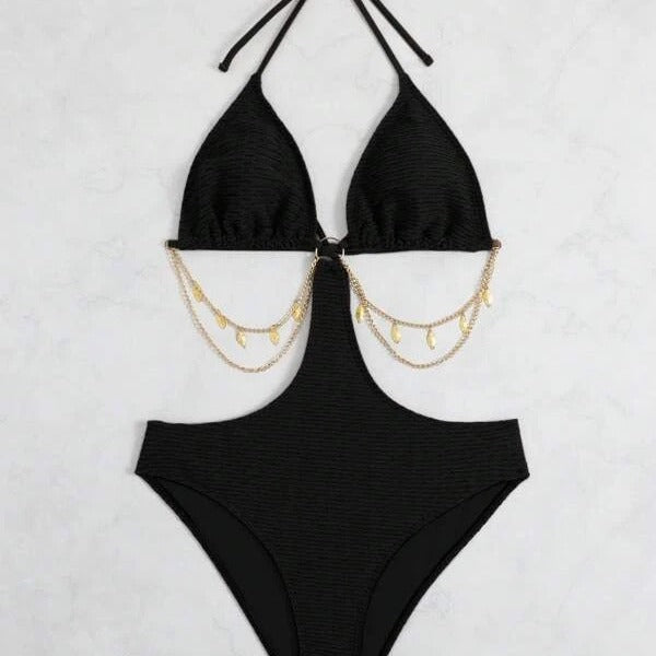 Dame Cut-Out Detalje Trekants Bikini Sæt Stilla