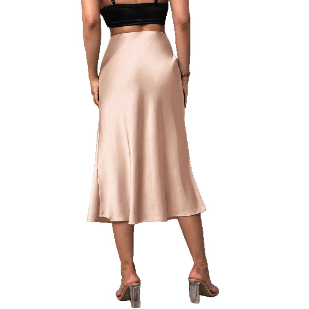 Dame A-linje Midikjole i glat satin Stilla