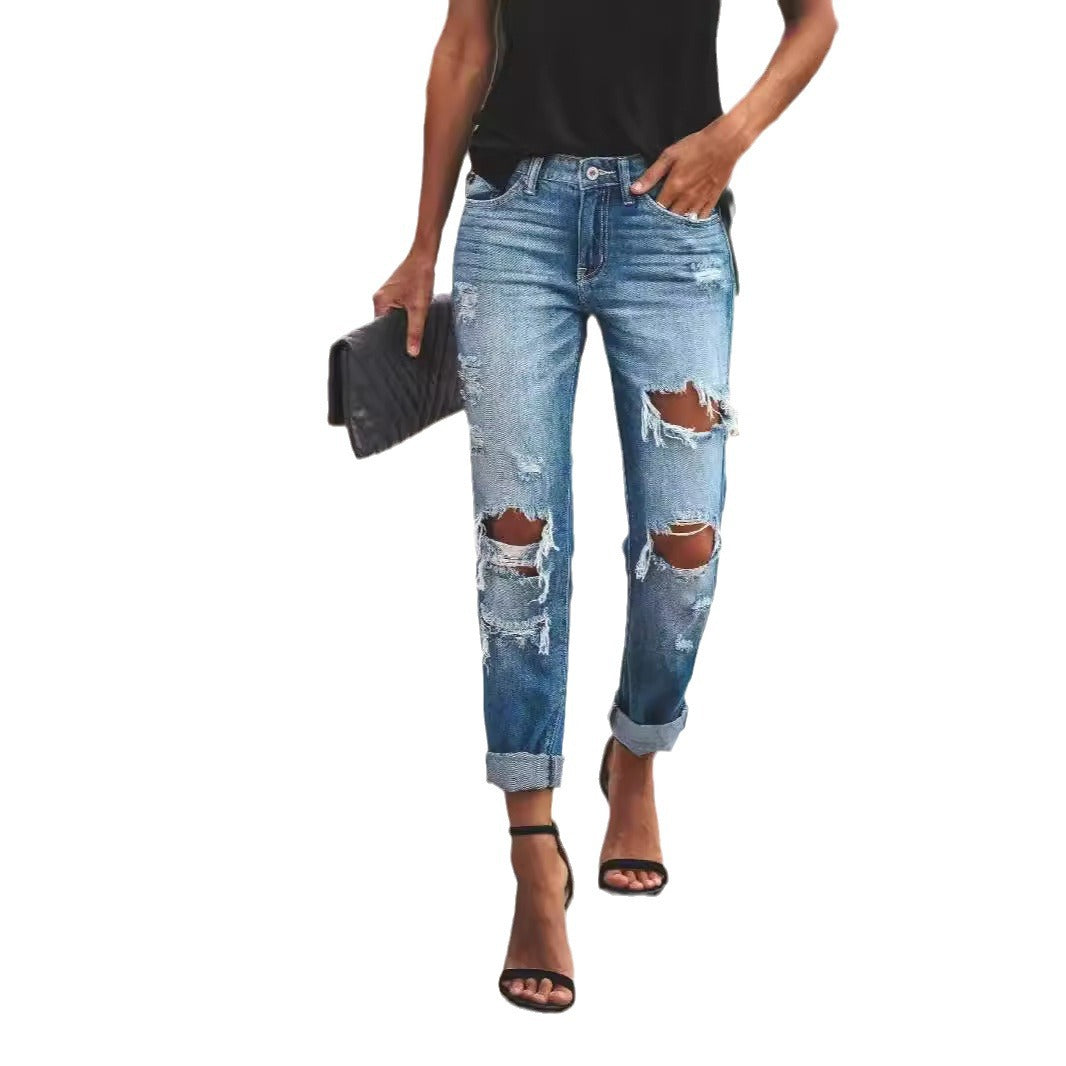 Dame Destroyed Mom-Jeans med afslappet snit Stilla