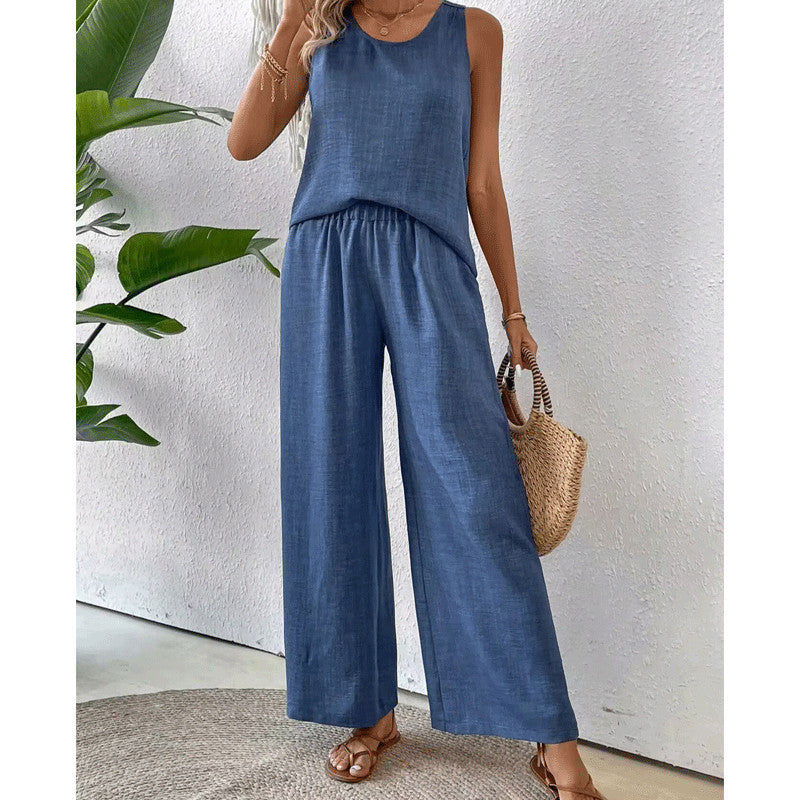Dame rummelig jumpsuit med elastisk talje og ærmeløs design Stilla