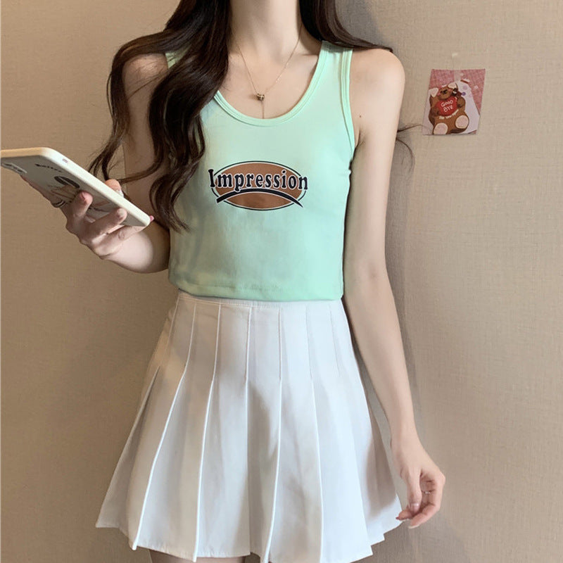 Dame Cropped Graphic Tank Top med moderne tryk Stilla