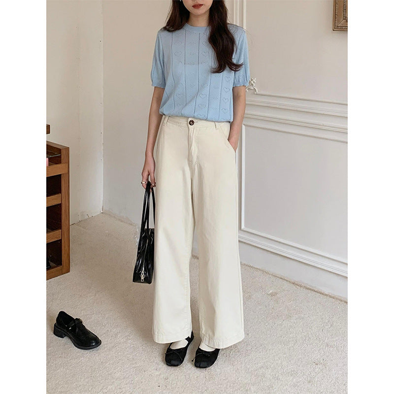 Dame elegant Bred Bukser med høj Talje og klassisk Silhuet Stilla