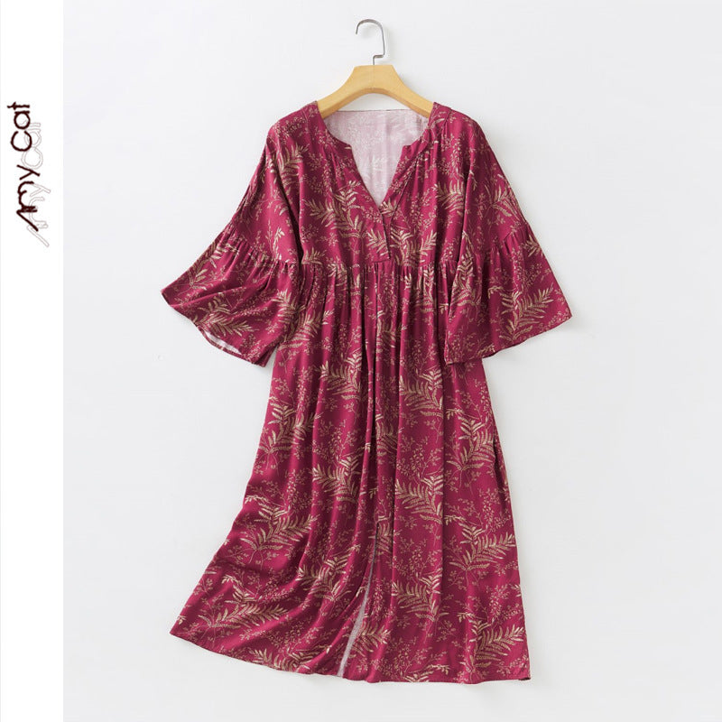 Dame afslappet sommerkjole med elegante volants og blomstret design Stilla