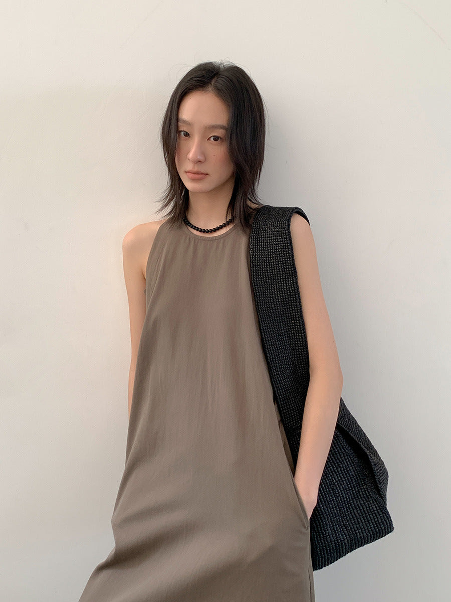 Dame afslappet midikjole med høj krave Stilla