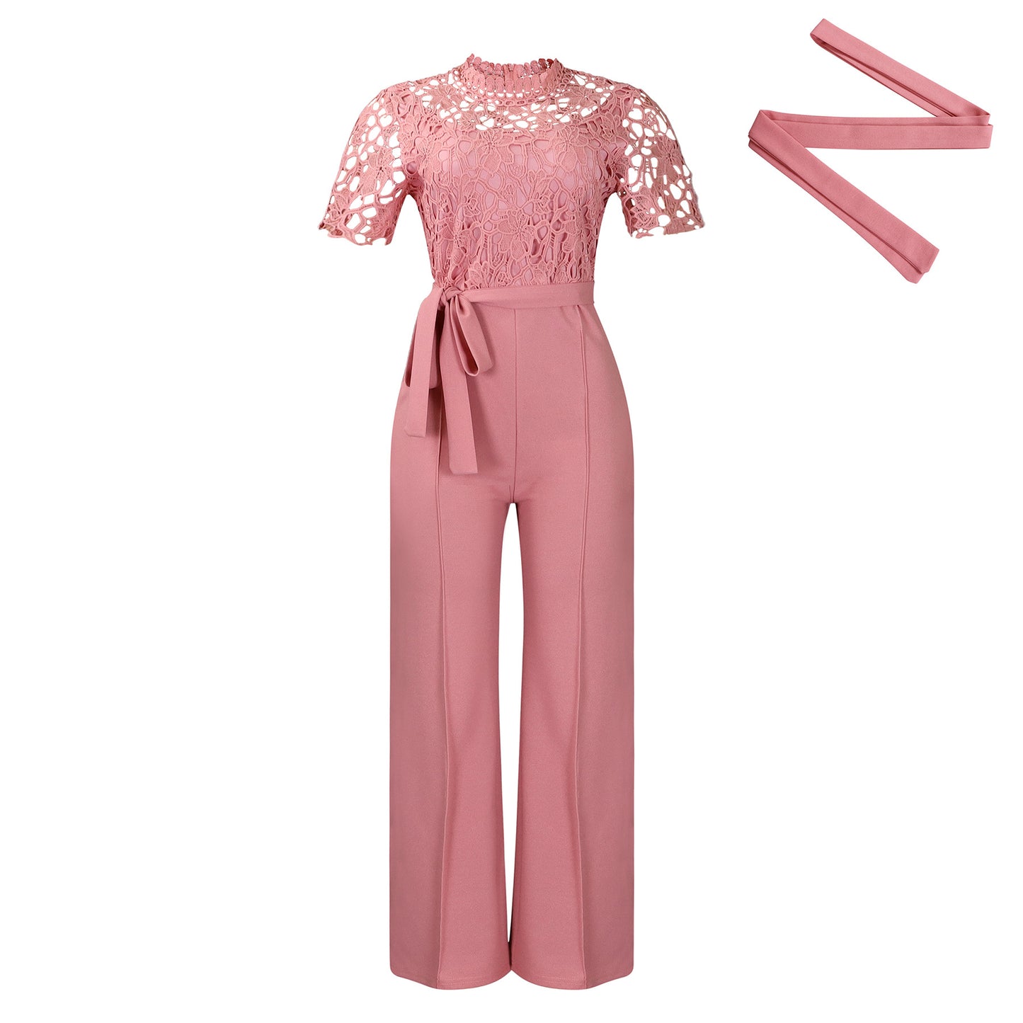 Dame Elegant Jumpsuit med raffineret spids top og vide ben Stilla