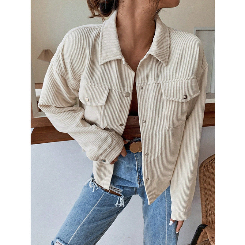 Dame afslappet cordjakke i oversized stil Stilla