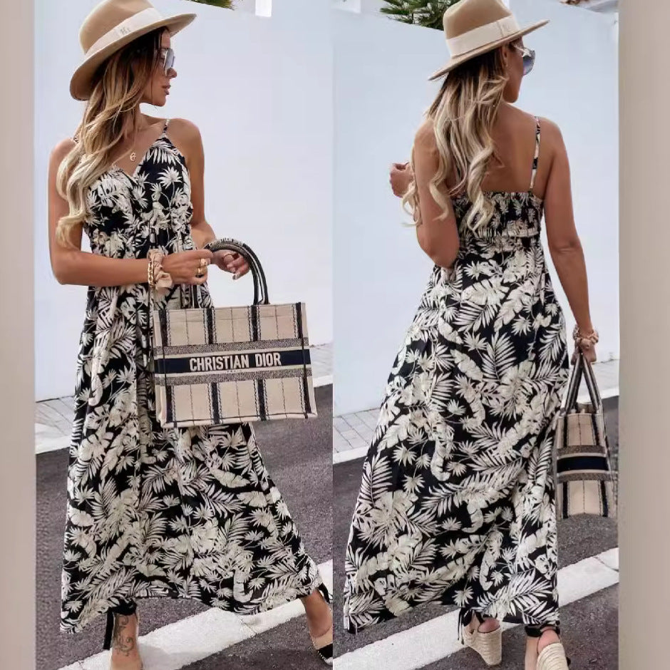 Dame A-linje Maxi Kjole med tropisk Print Stilla