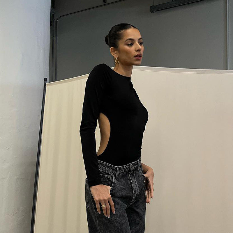 Dame alsidig langærmet bodysuit med asymmetrisk design Stilla