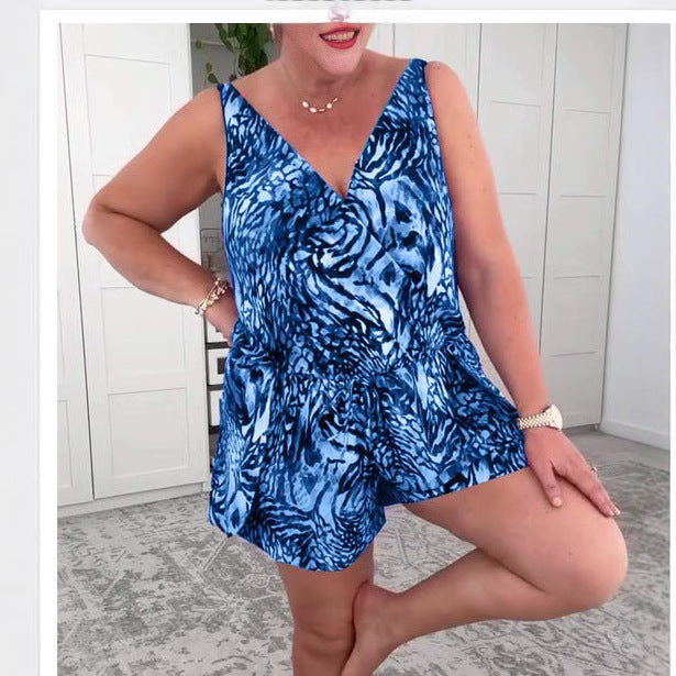 Dame jumpsuit med V-udskæring og legende snit Stilla