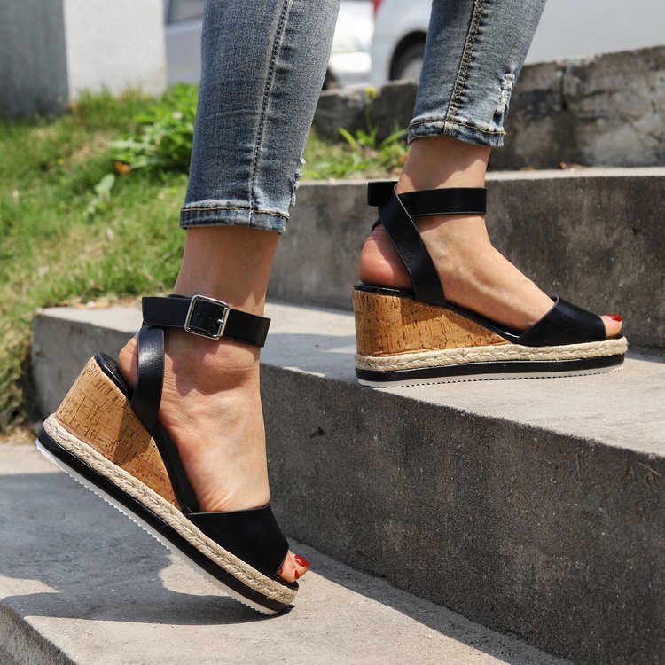 Dame Espadrilles med komfortabel korkhæl Stilla