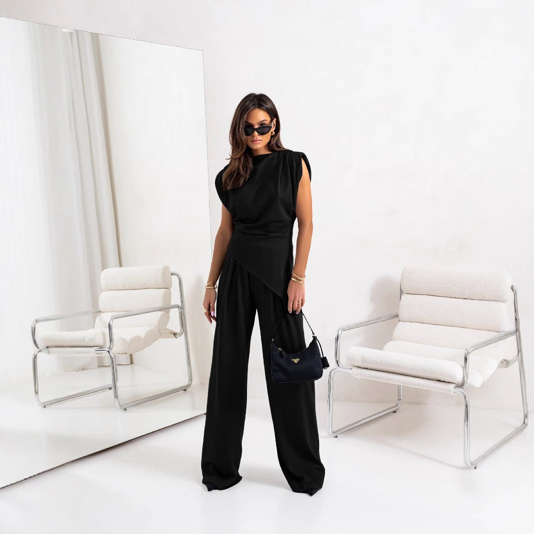 Dame Elegant Jumpsuit med asymmetrisk overdel Stilla