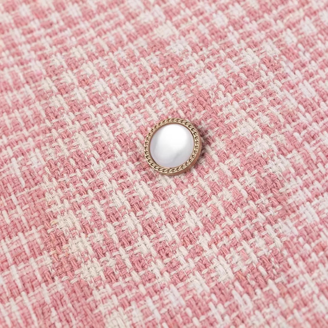 Dame cropped blazerjakke med ternet mønster Stilla