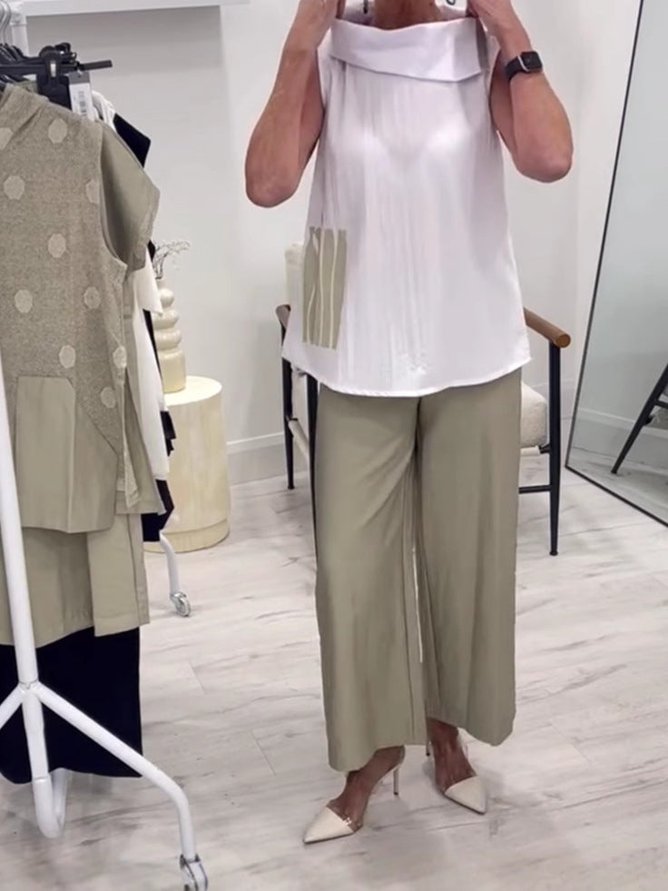 Dame elegant bluse med asymmetrisk krave og modemæssigt design Stilla