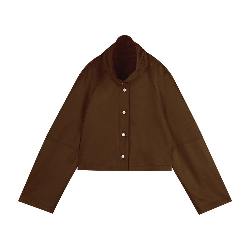 Dame cropped overgangsjakke med blødt materiale og elegant krave Stilla