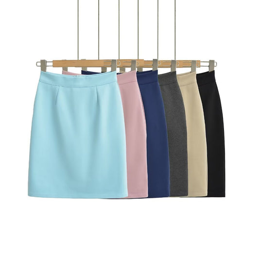 Dame elegant blyantskjørt med raffineret plissédesign og glat materiale Stilla