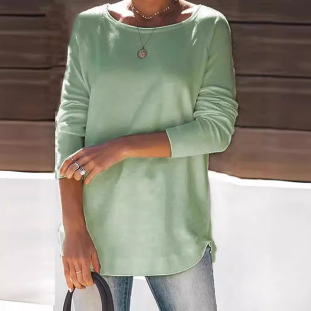 Dame afslappet langærmet skjorte med asymmetrisk snit Stilla