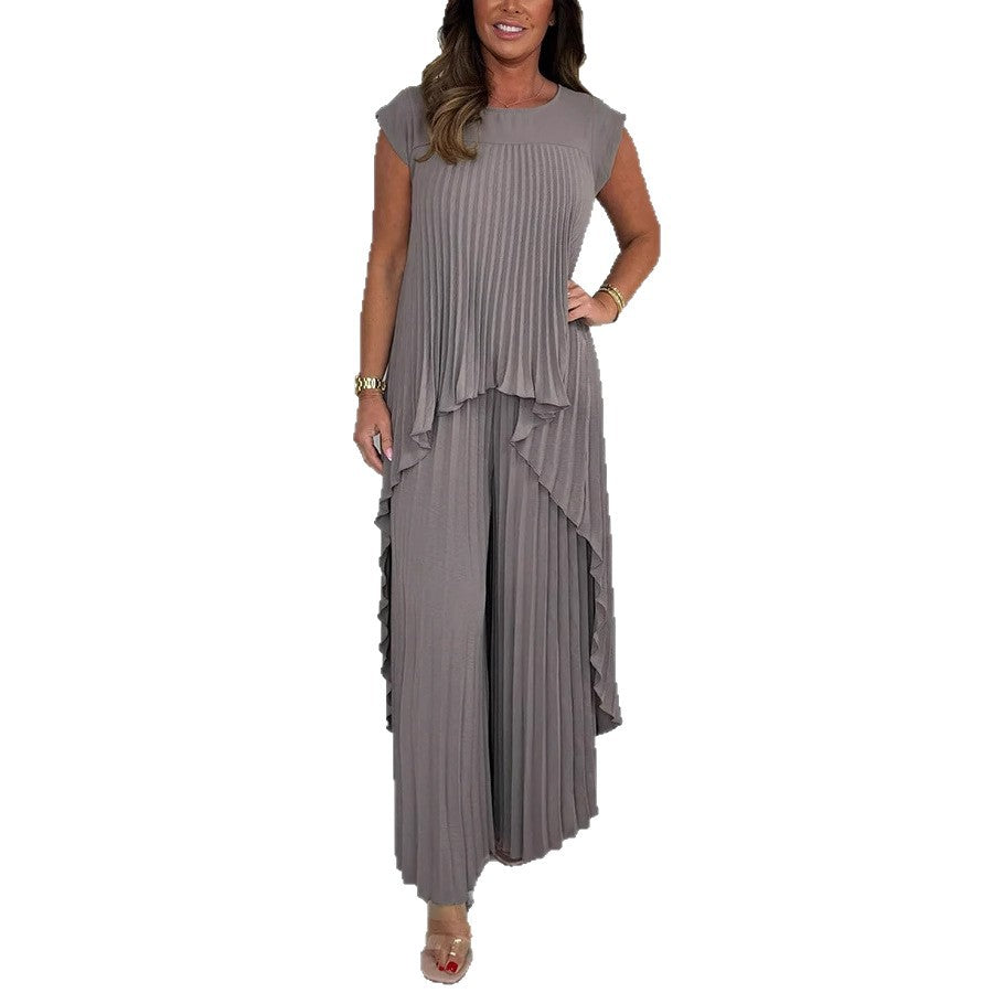 Dame Elegant Folds Jumpsuit Sæt Stilla