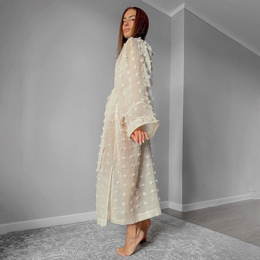 Dame elegant Kimono-badekappe med fine strukturaccentuer Stilla