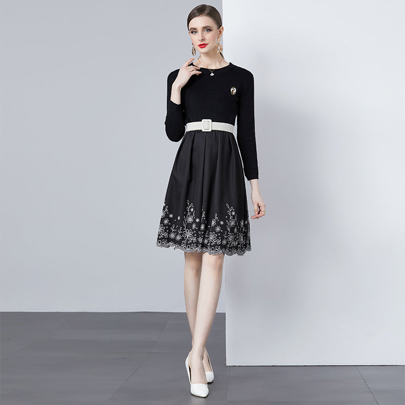 Dame Elegant Blomster Fit og Flare Kjole Stilla