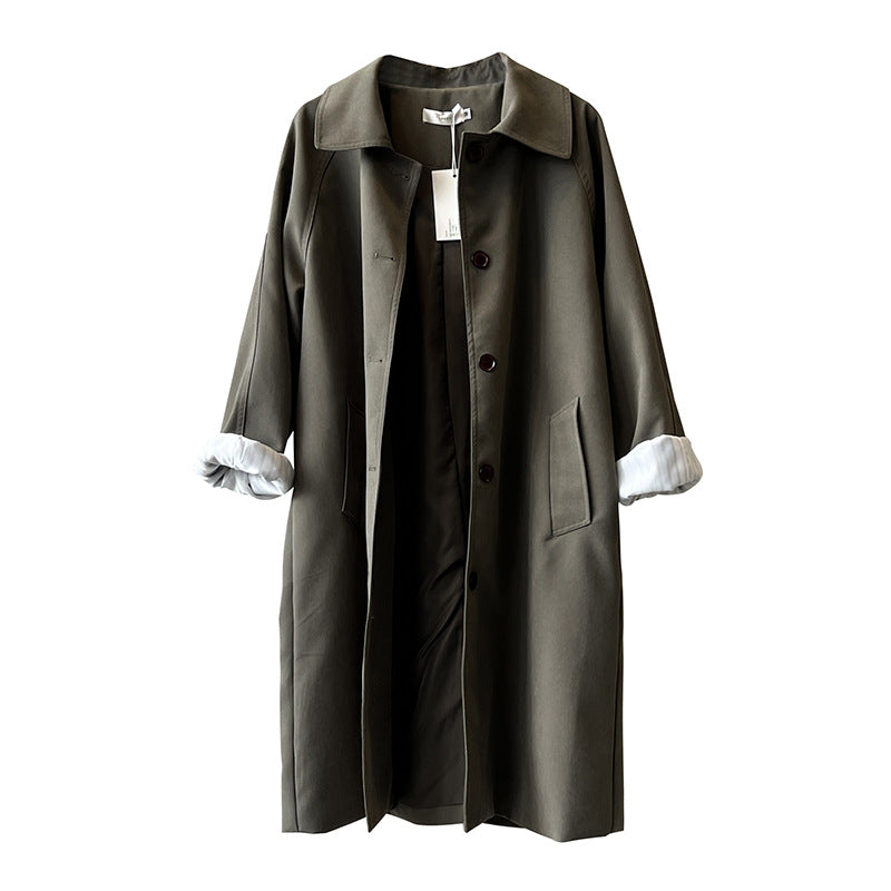 Dame afslappet oversized trenchcoat med knaplukning og praktiske lommer Stilla