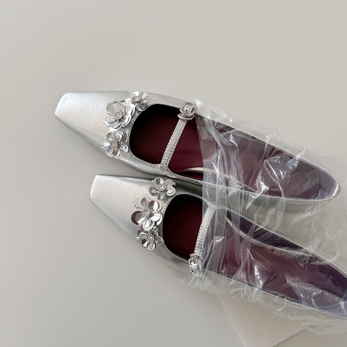 Dame Elegant Flad Mary Jane Sko med Blomsterdekoration Stilla