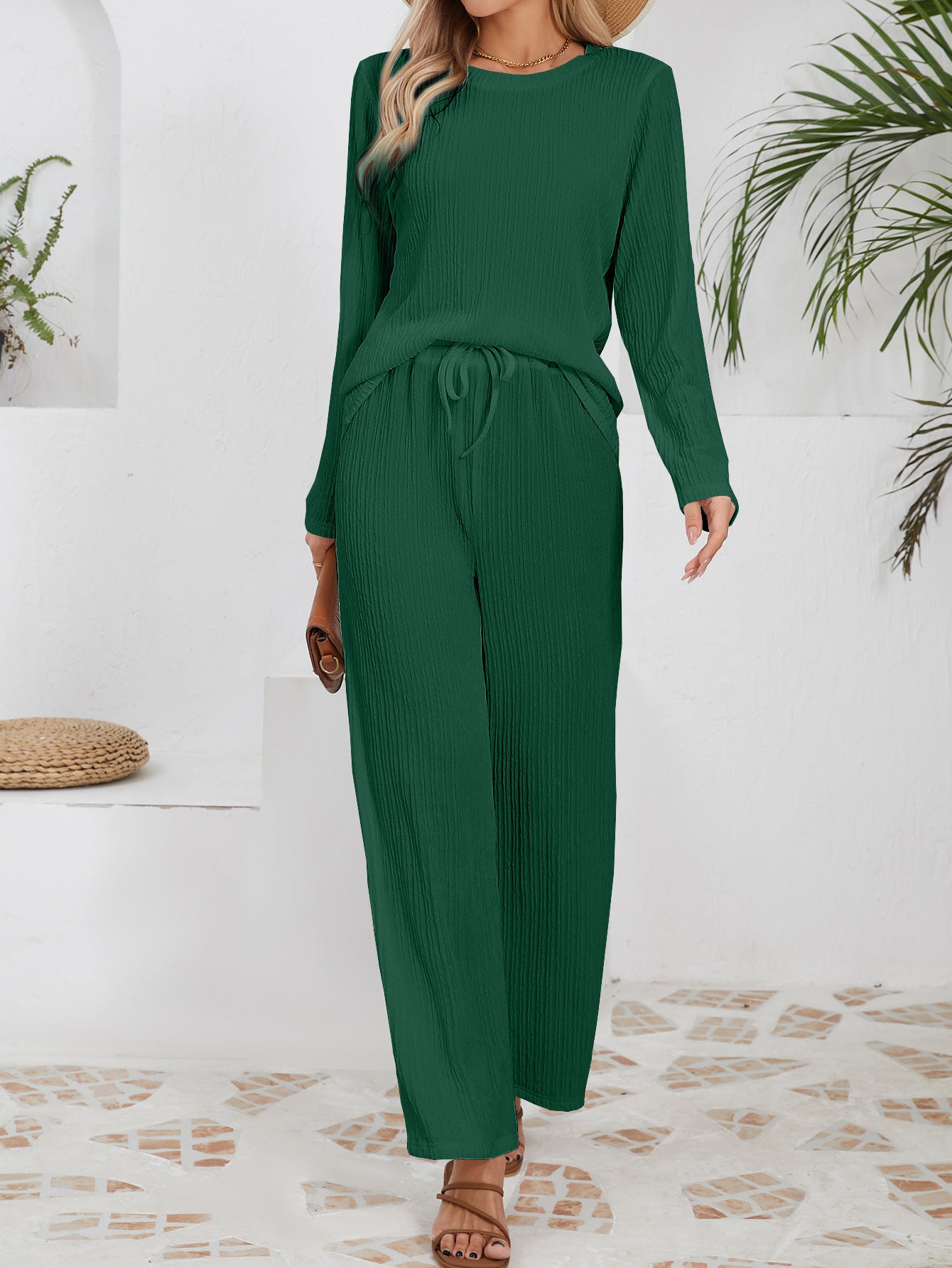 Dame afslappet lounge-sæt med bred pasform og elastisk bånd Stilla