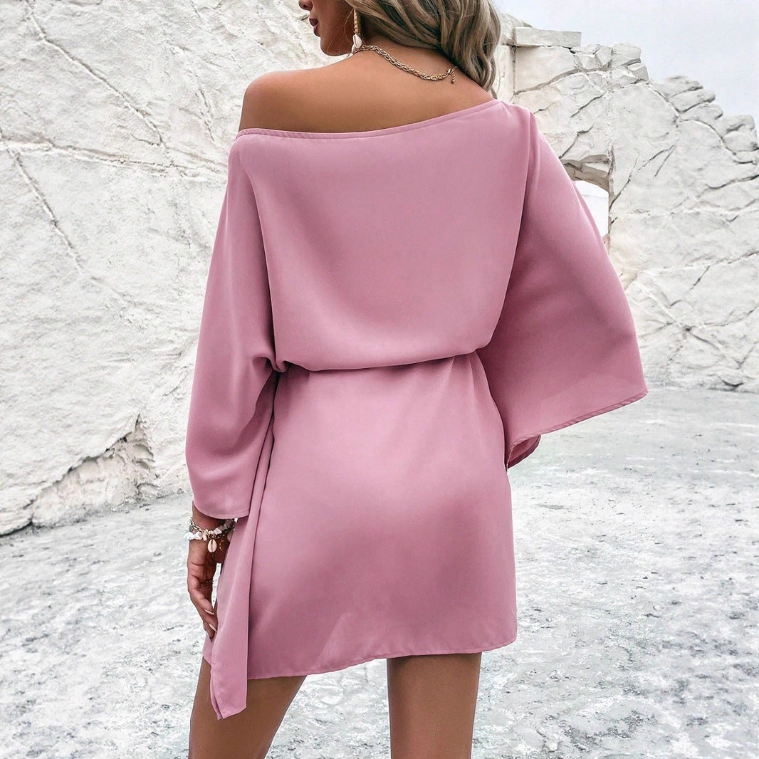 Dame afslappet omslagskjorte med asymmetrisk design og taljebælte Stilla