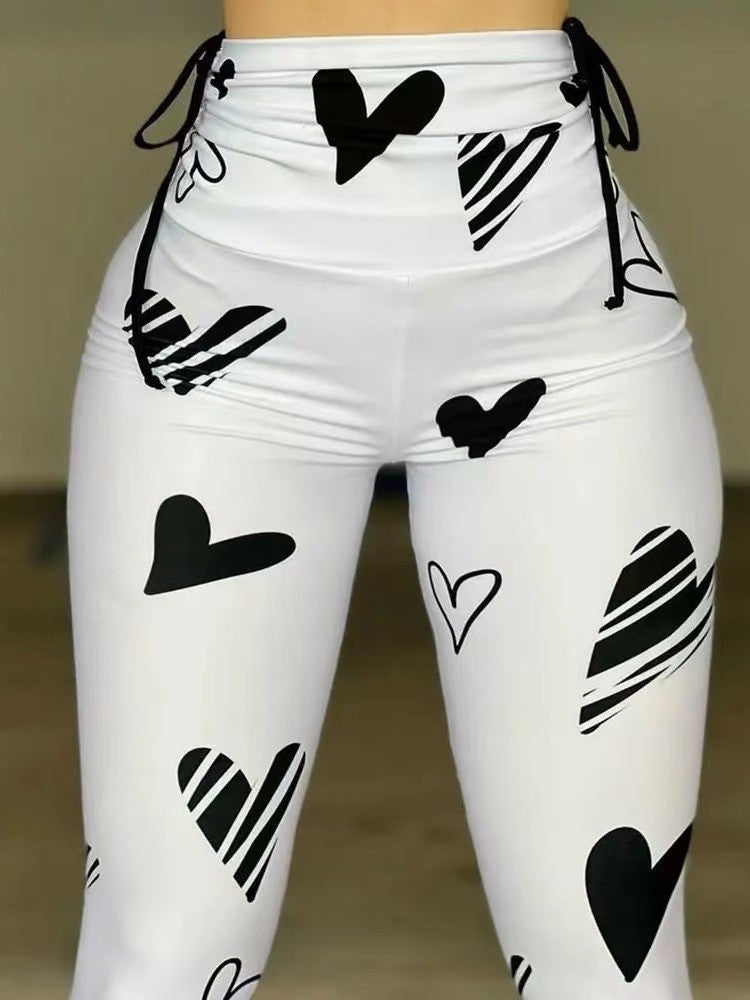 Dame High-Waist Leggings med hjerteformet design og justerbar kant Stilla