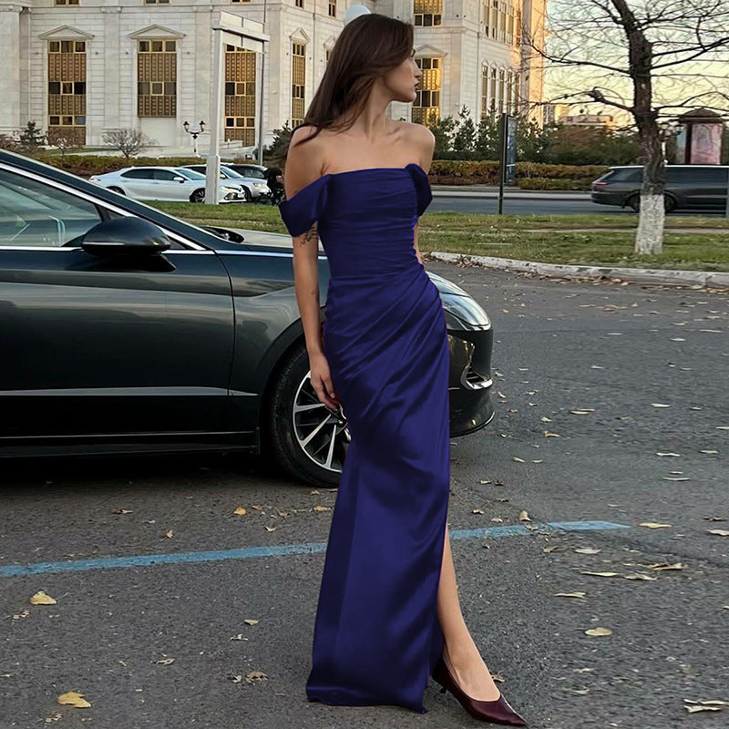 Dame Elegant aftenkjole med skulderfri design og raffinerede flæsedetaljer Stilla