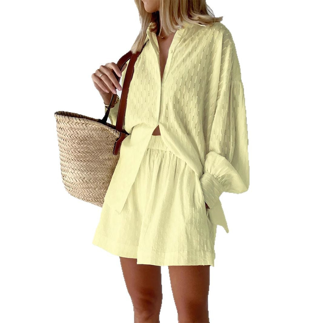 Dame afslappet sommeroverdel og shorts-sæt Stilla