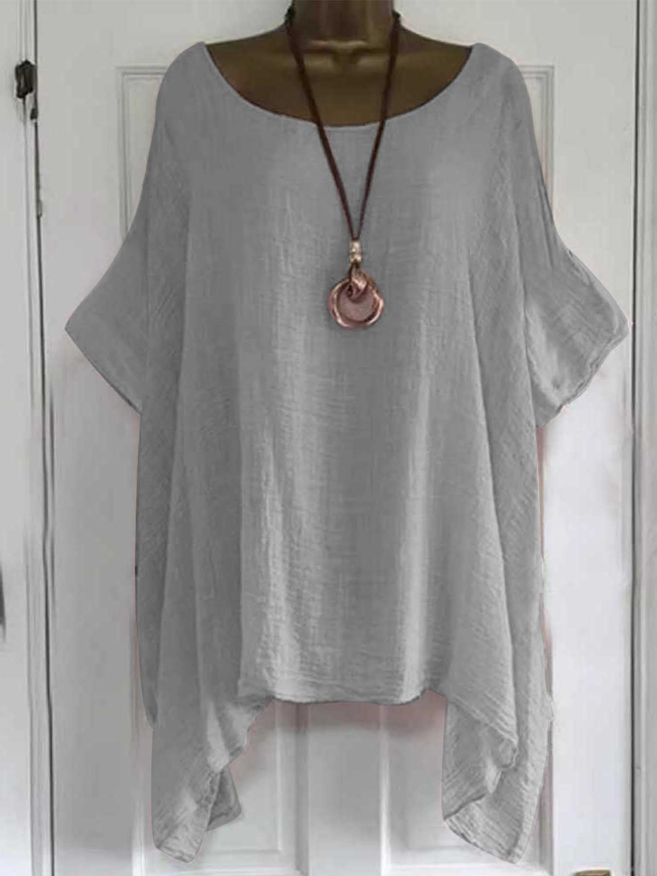 Dame afslappet oversized bluse shirt i let materiale med løs pasform Stilla