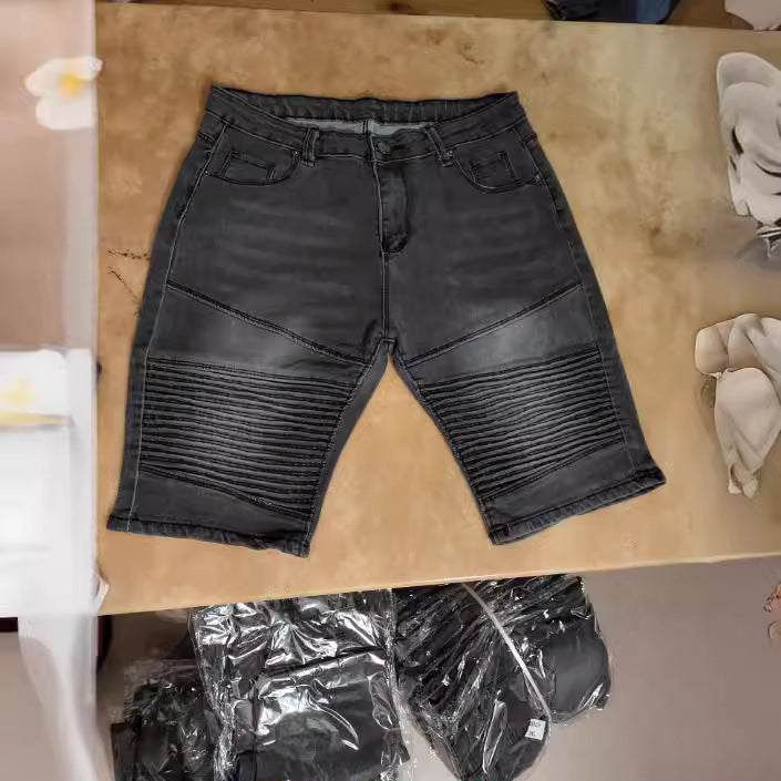 Dame Denim Cykelbukser med modet Biker-detail Stilla