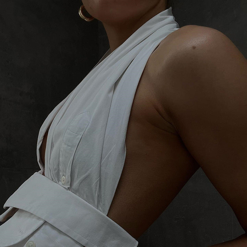 Dame Cropped Top med indpakningsdesign og flot rygudskæring Stilla